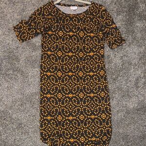 LuLaRoe Black Dress with Orange and Green Accents